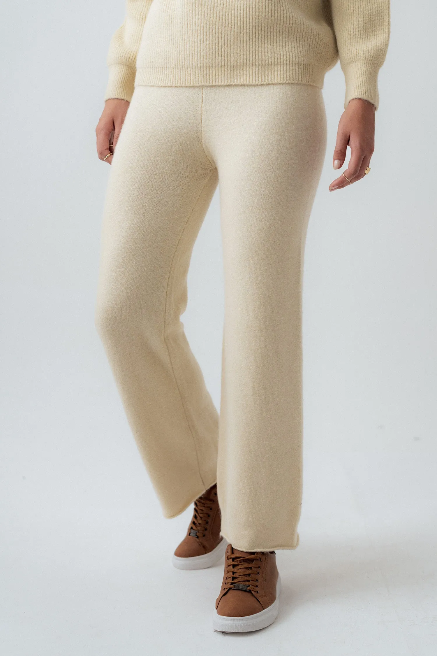 Beige Straight Fit Trousers