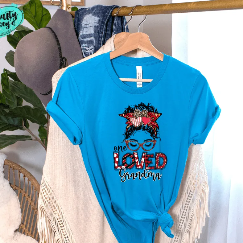 One Loved Grandma Messy Bunn Valentines - Women's  Unisex- t-shirt