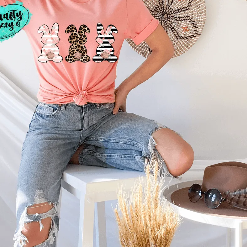 Pastel Bunny Trio-Easter -  T-shirt.