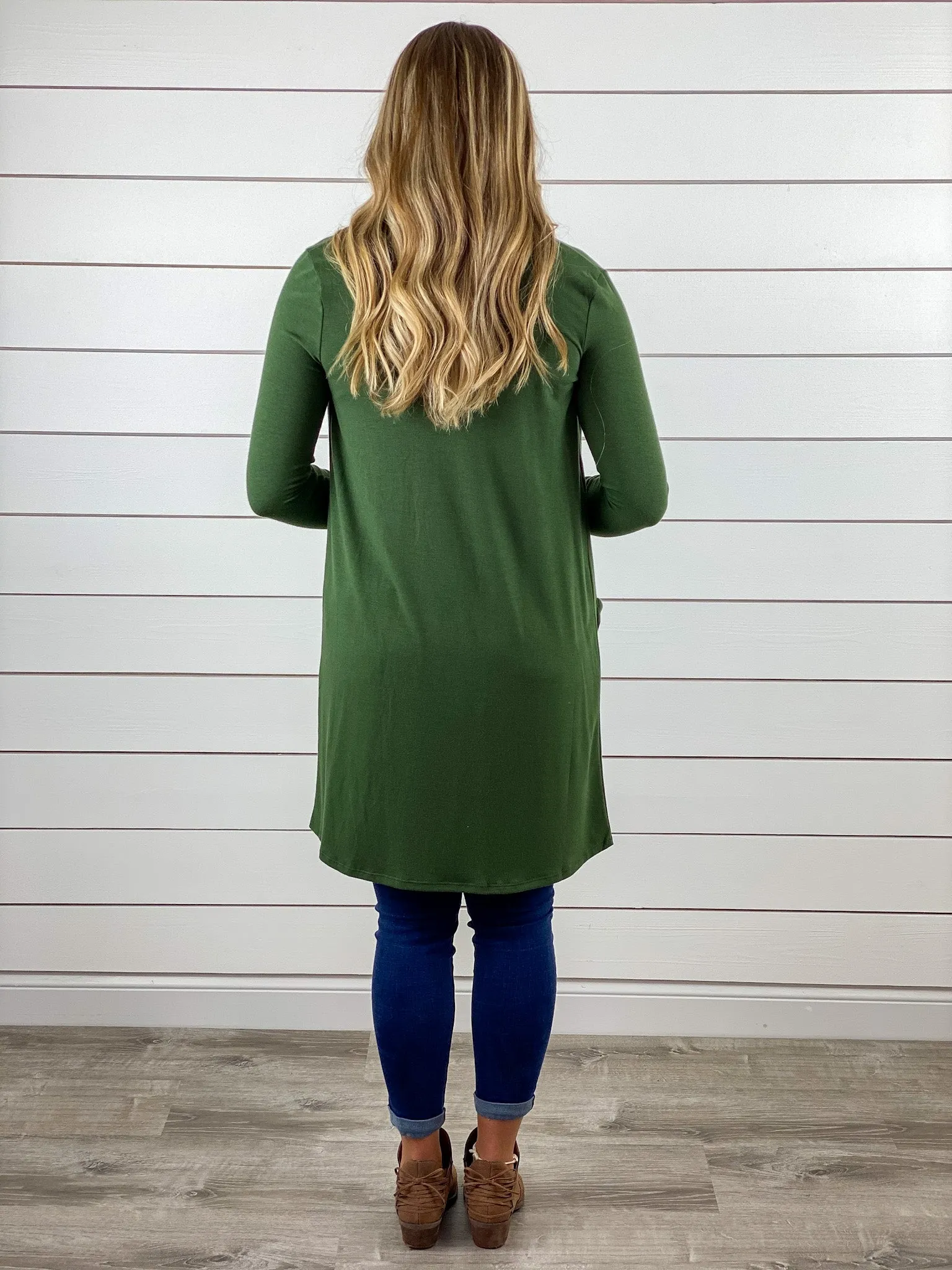 Slouchy Pocket Cardigan - Olive